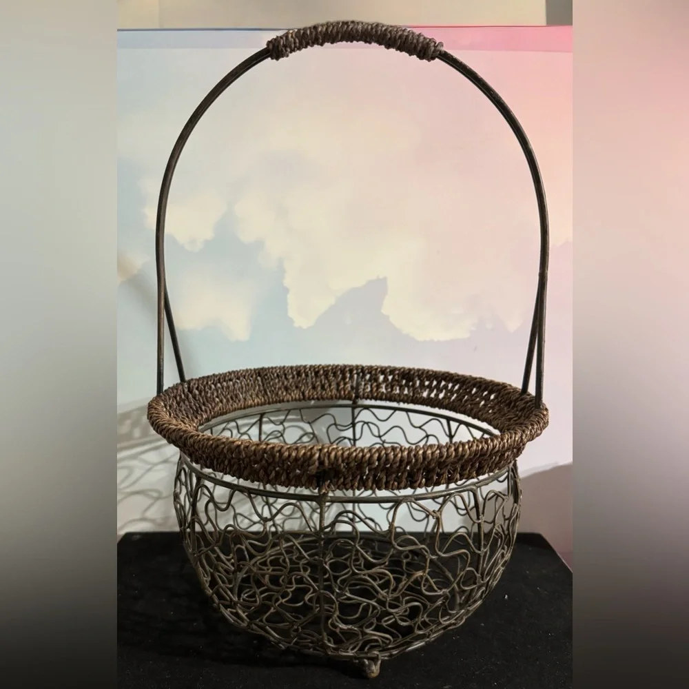 Decorative French-style wire storage basket